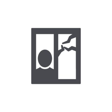 Symbol für ein Benutzerprofil, das eine einfache Silhouette einer Person und einen Schatten oder Rahmen zeigt.